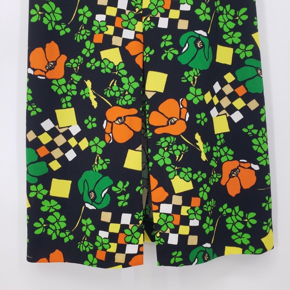 Vintage 70s Puritan Forever Young Mod Floral Geometric Sleeveless Maxi Dress M - Picture 6 of 9